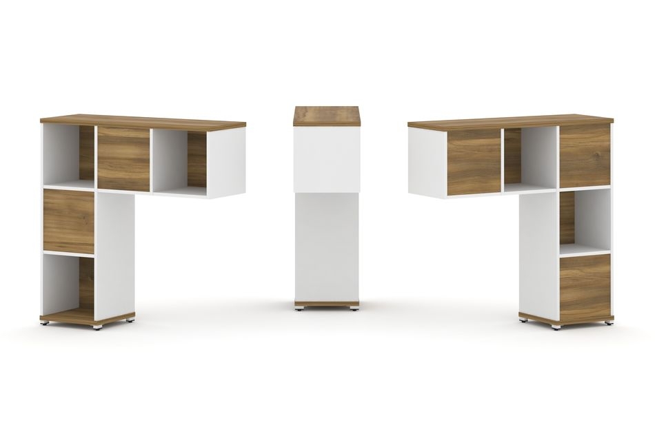 Надставка на стол низкая двухсторонняя + задняя стенка (5 шт.) CONCEPT CN.DNN-001 Сандал Янтарный Белый бриллиант Белый металл