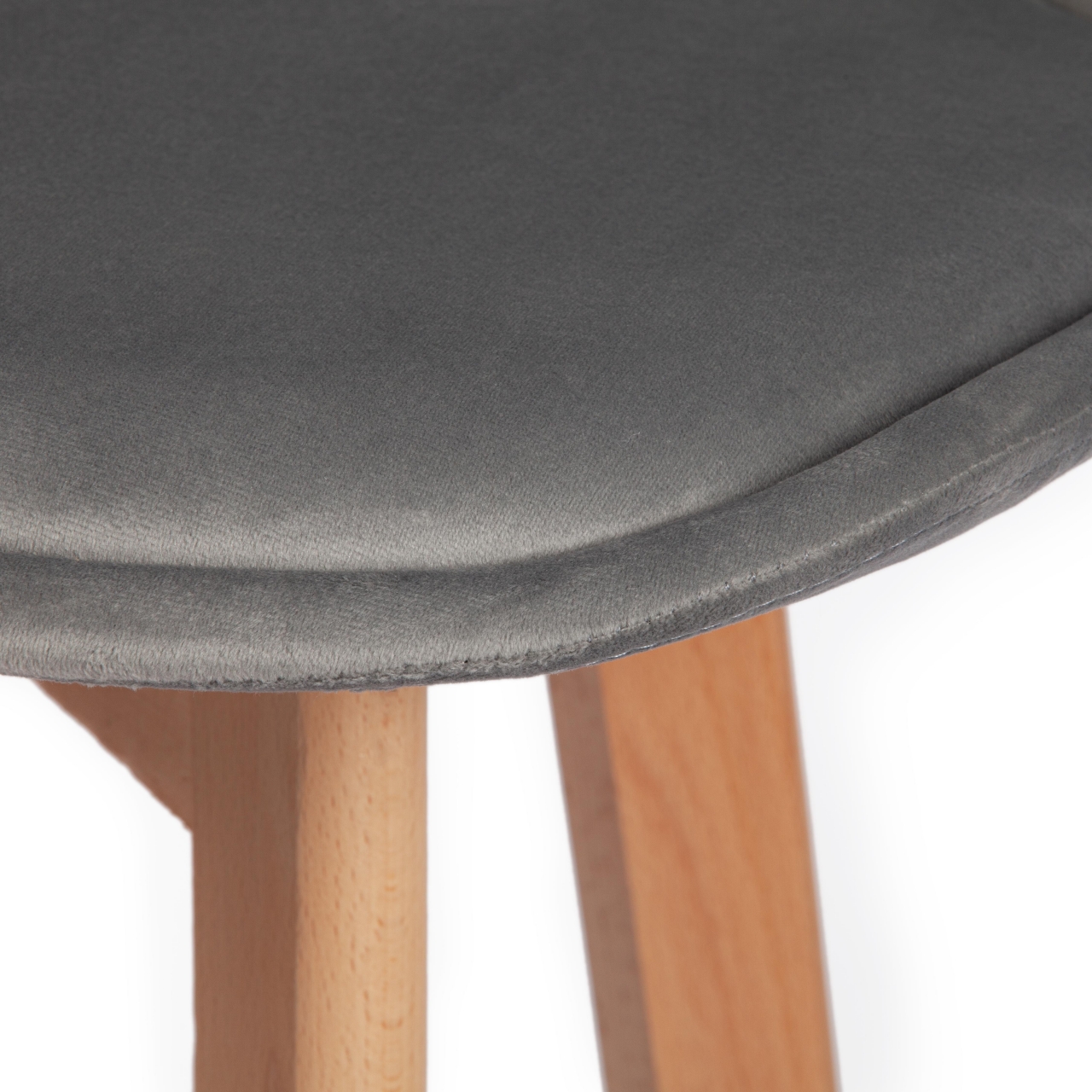Стул TULIP SOFT BAR (mod. 75) вельвет/дерево , 48 х 57 х 104 см, светло-серый (HLR19)/натуральный