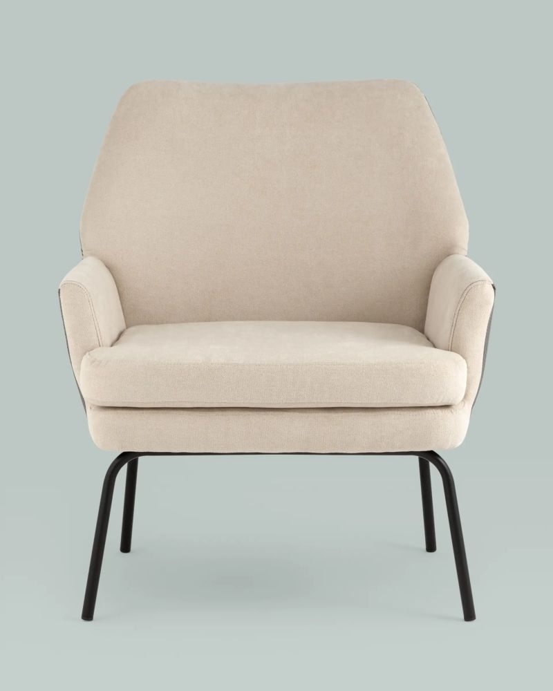 Кресло Харви Бежевый с серой экокожей