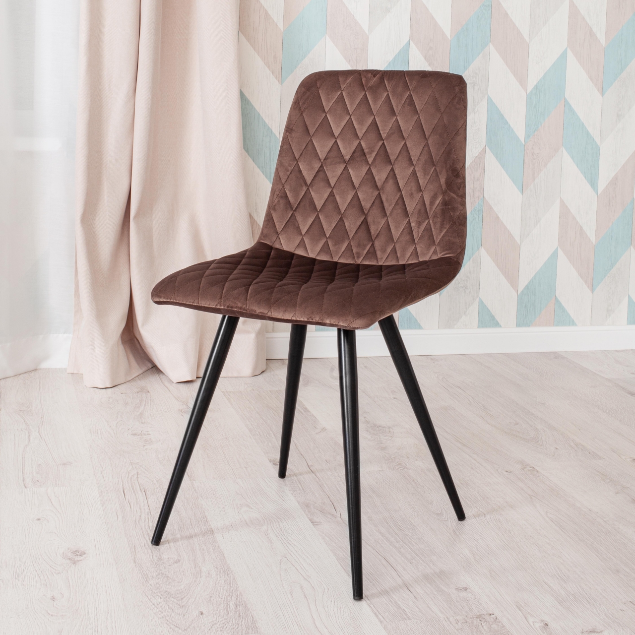 Стул CHILLY X (mod. 7096) ткань/металл, 45x53х88 см, высота до сиденья 50 см, коричневый barkhat 12/черный