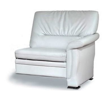 Кресельная секция с левым подлокотником Мальта хром 1Б Белая (кожа)