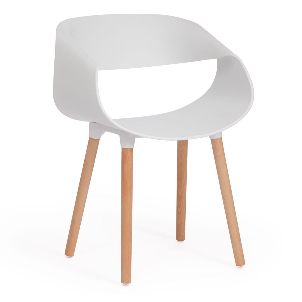 Стул QXX (mod. C1058) / 1 шт. в упаковке пластик/дерево, 54 х 56 х 78 см, белый 018 /натуральный