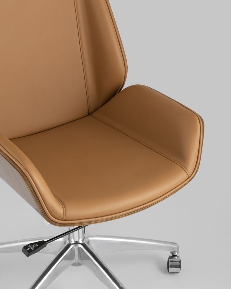 Кресло руководителя ТопЧаирс Cровн экокожа Коричневое / TopChairs Crown