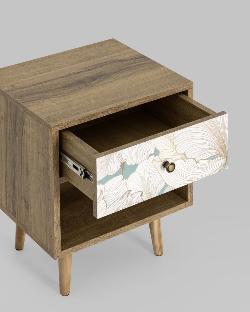 Тумбочка с открытой полкой Berber (ножки массив дерева) 31 принт