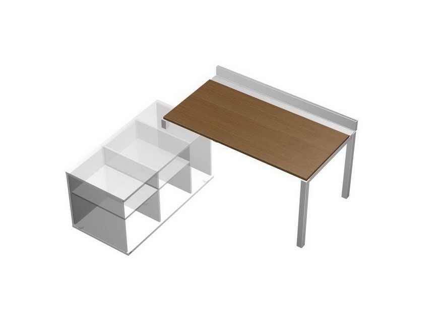 Стол рабочий (140) с ProSystem на опорной тумбе левой (без тумбы) Profiquadro КВ 0118 Орех ногаро/белый премиум