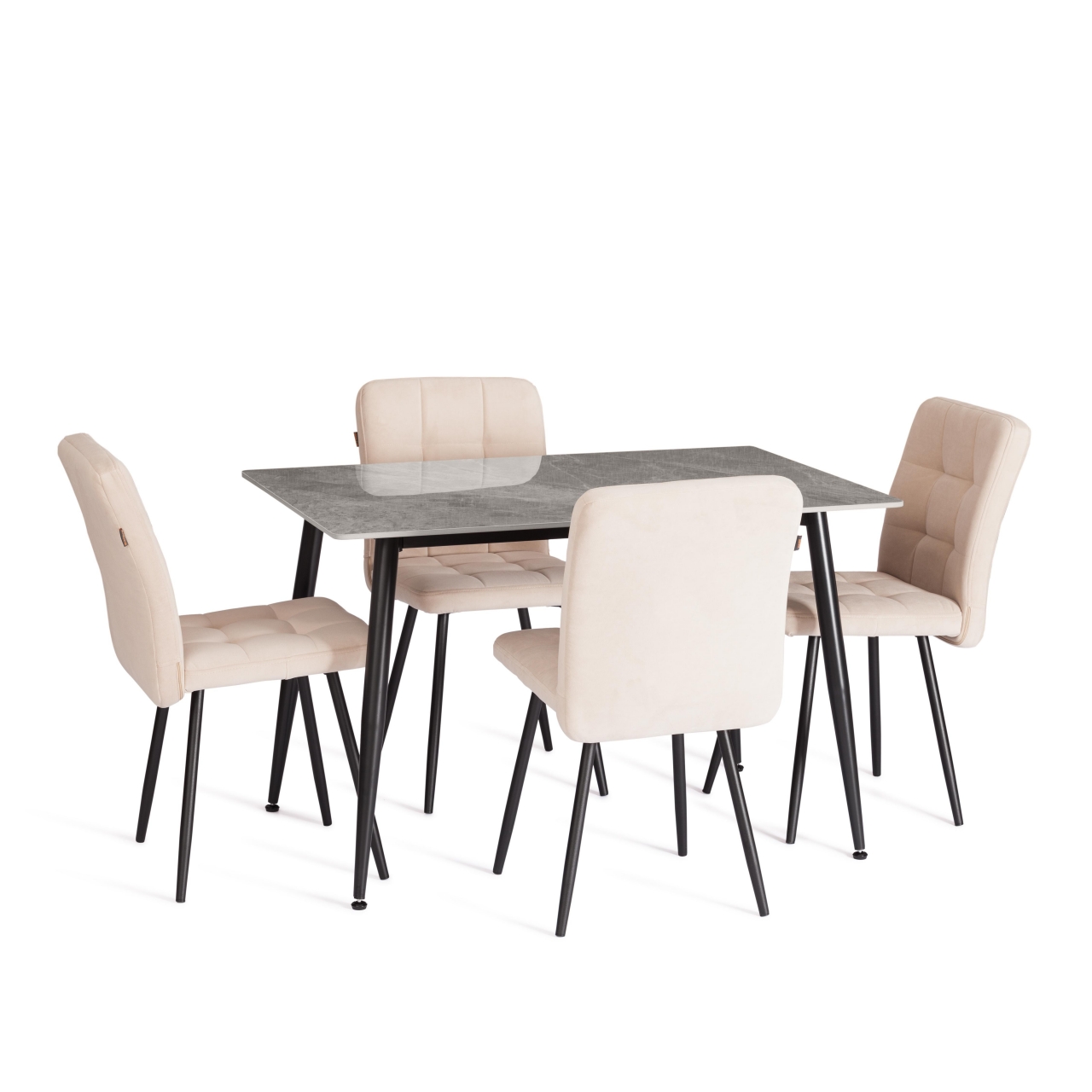 Стул обеденный Medeo LT, велюр, молочный/черный, 4, 45х56х89 см