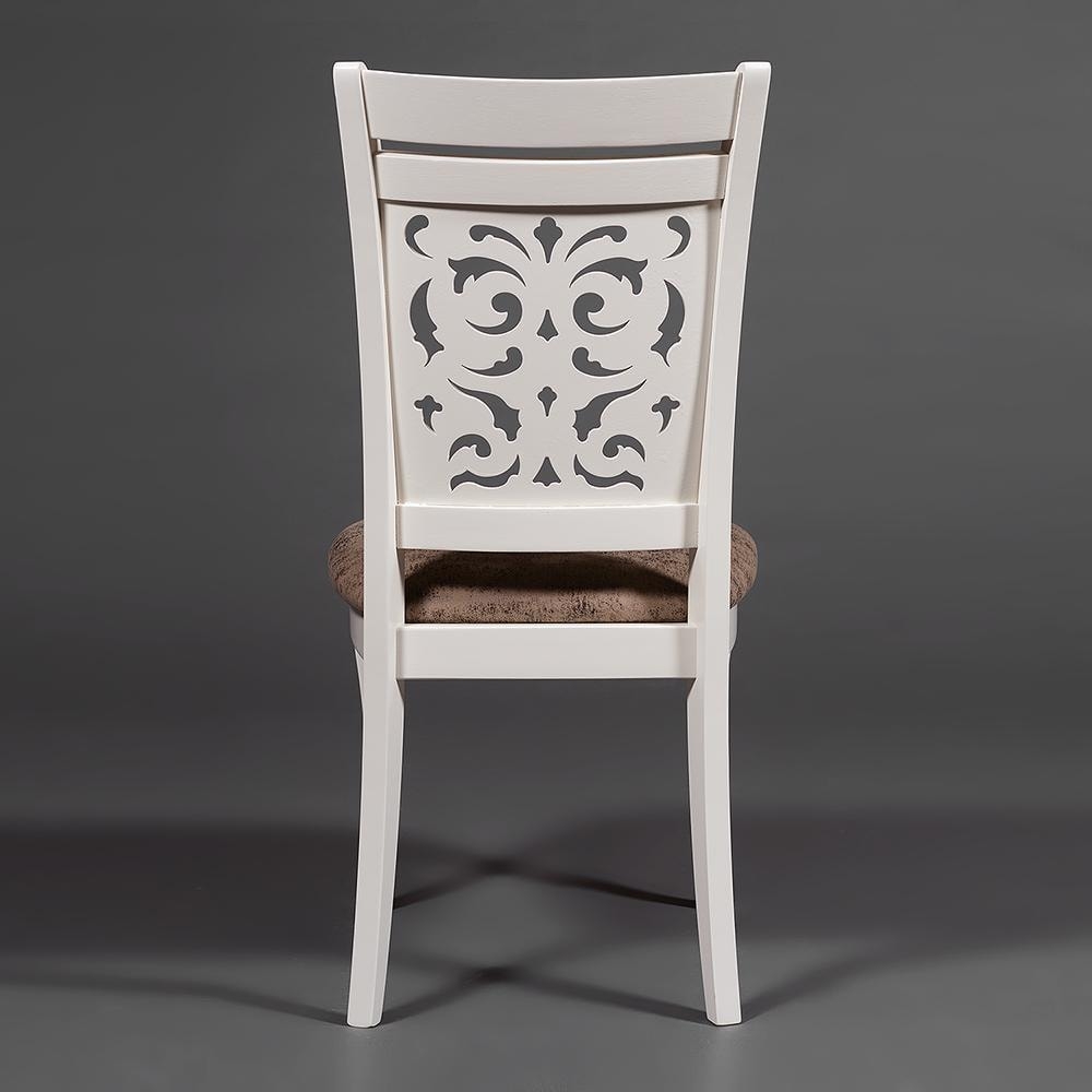Стул Siena (SA-SC) дерево гевея, 46х59х98см, ivory white (слоновая кость 2-5), ткань античный коричневый 004-3