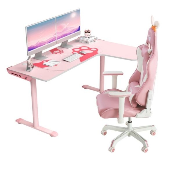 Стол письменный (для компьютера) угловой EUREKA ERK-L60R-PK-V2 (правый), розовый