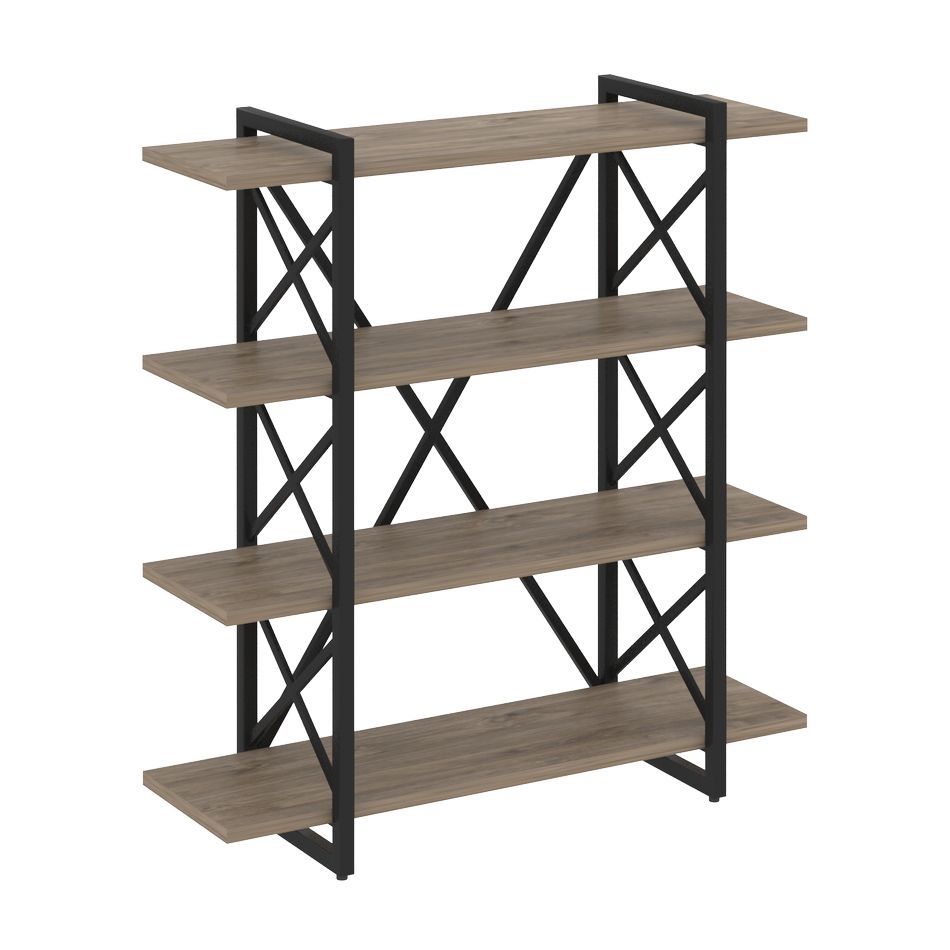 Стеллаж на регулируемых опорах - 4 полки LOFT VR.L-MST.O-4.8V Металл черный Тиквуд темный