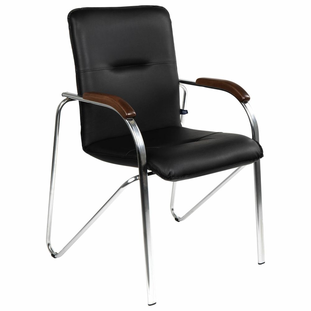 Кресло для приемных Samba хром кожзам Черный
