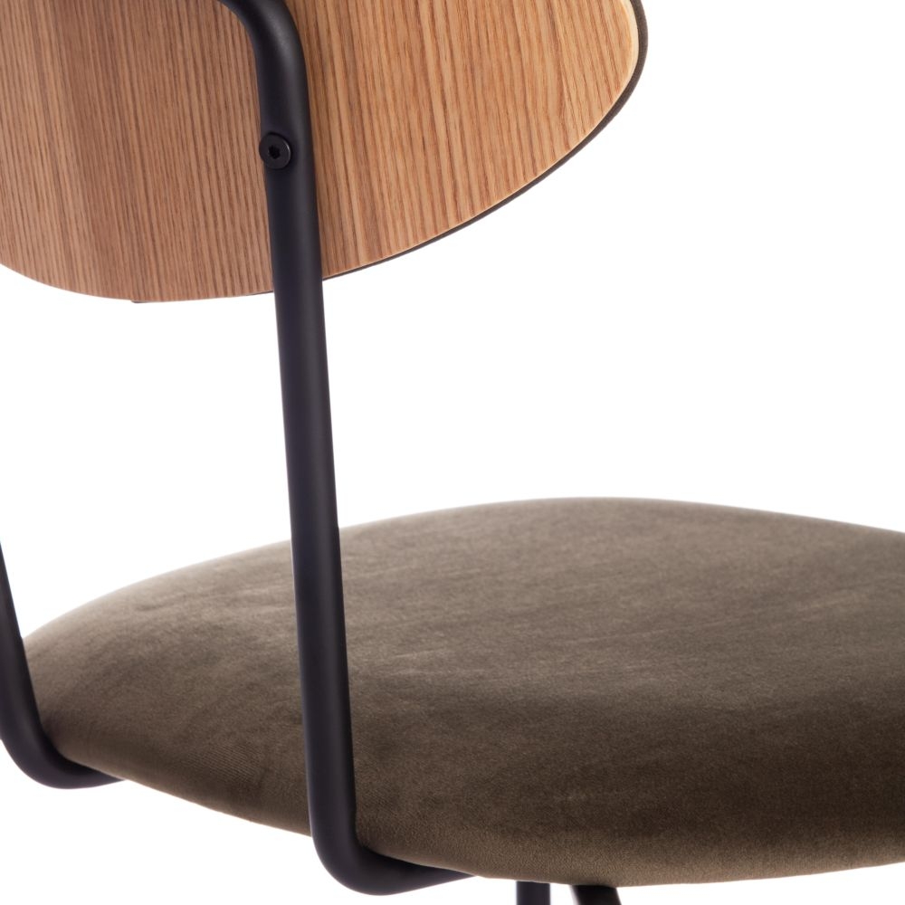 Стул NEO (mod. 0139014) / 1 шт. в упаковке металл/вельвет, 44х54х79 см, хаки S108 (85 DARK TAN)/черный