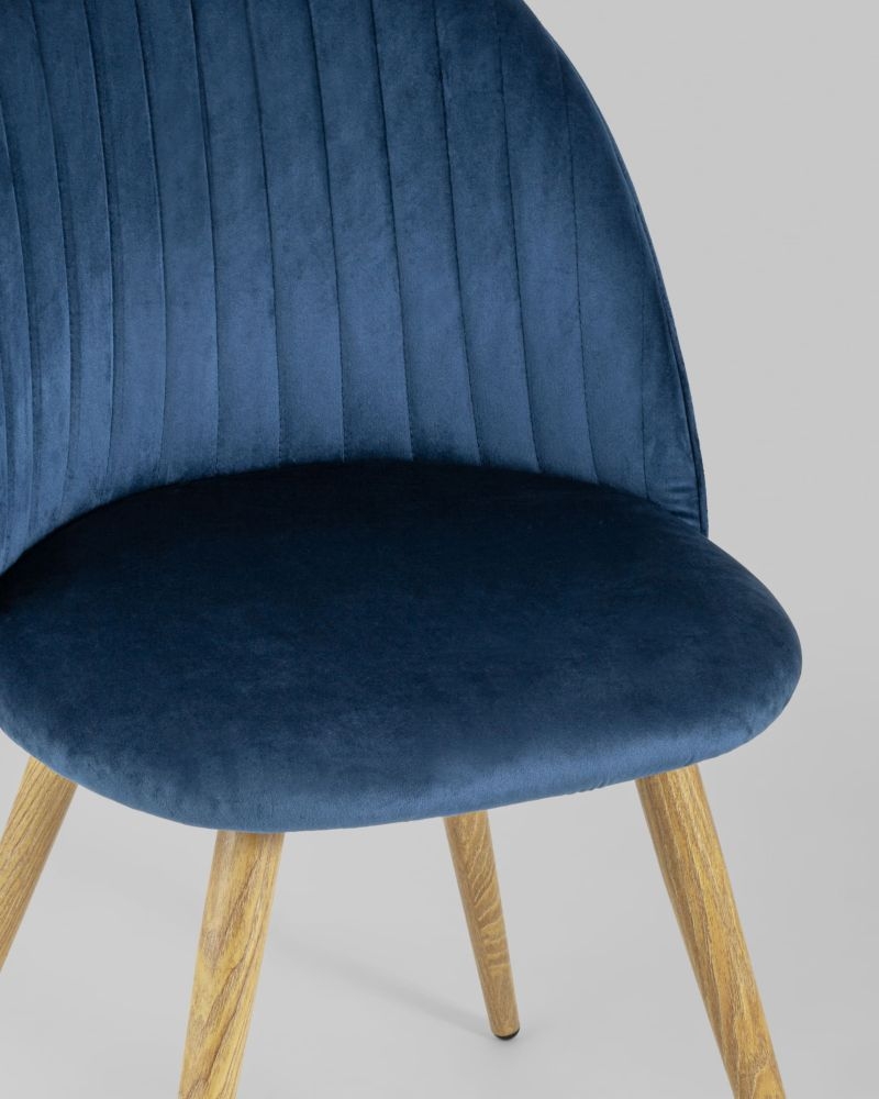 Обеденная группа стол Target 80x80, 4 стула Лион Страйпс велюр Голубой