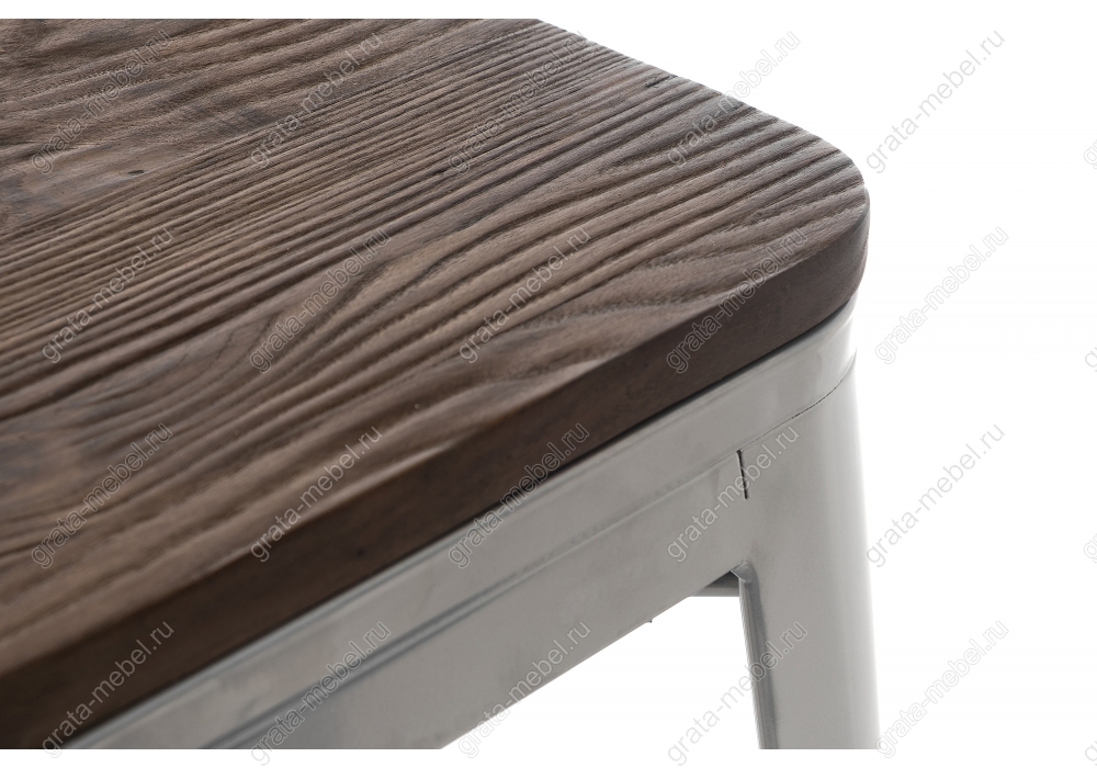 Барный стул Tolix Bar wood CColl T-2103B-26 alum / brown walnut
