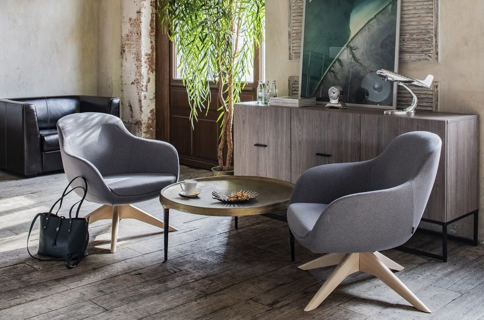 Кресло НОБЛЕ ВООД Л21 В/М 160 натурал Светло-серое / NOBLE WOOD L21 W/M natural