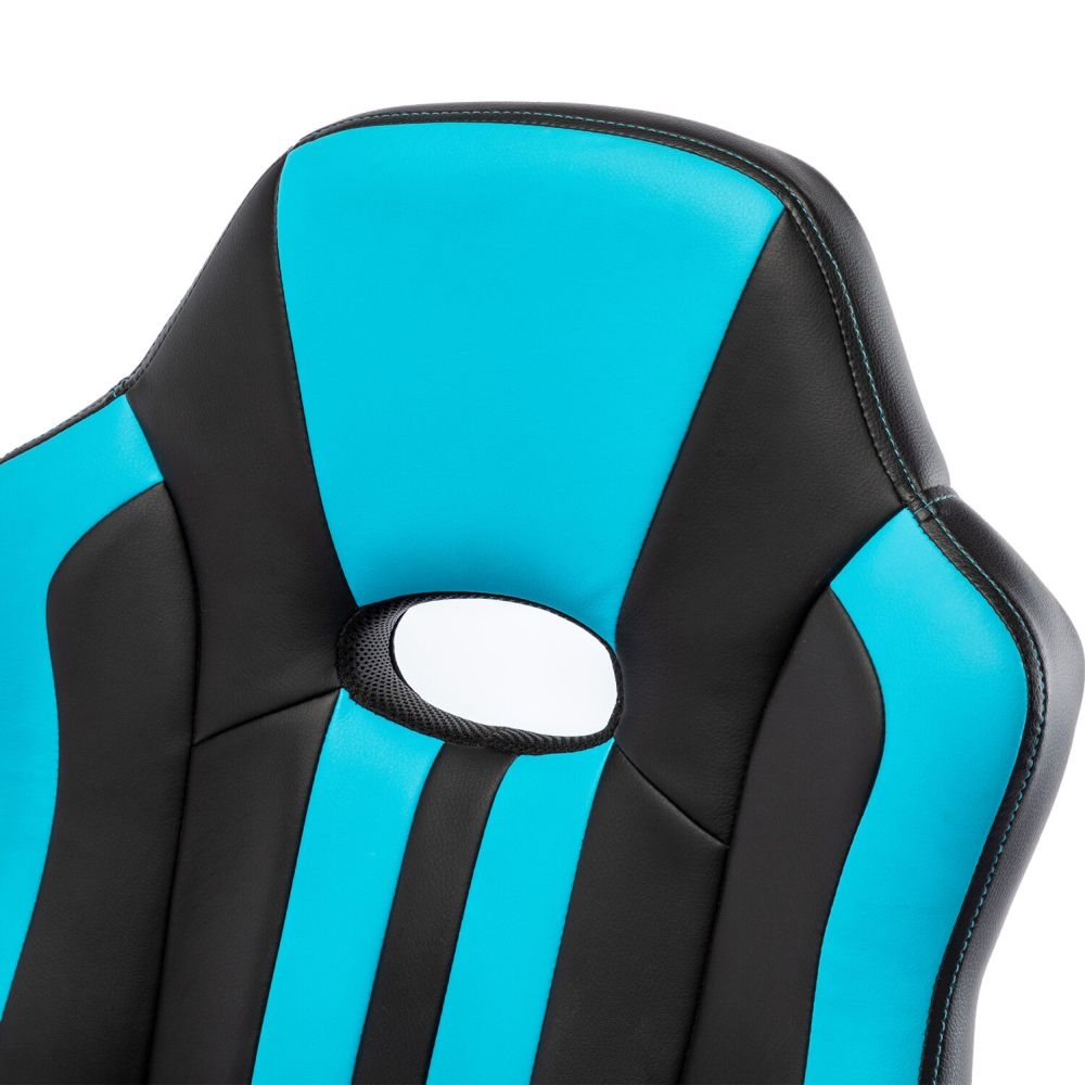 Кресло компьютерное BRABIX Stripe GM-202 экокожа Черный-голубой