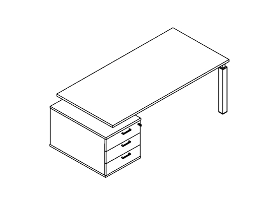Стол на опорной тумбе 3 ящика (левый) GDB BLISS BL180T3G Венге