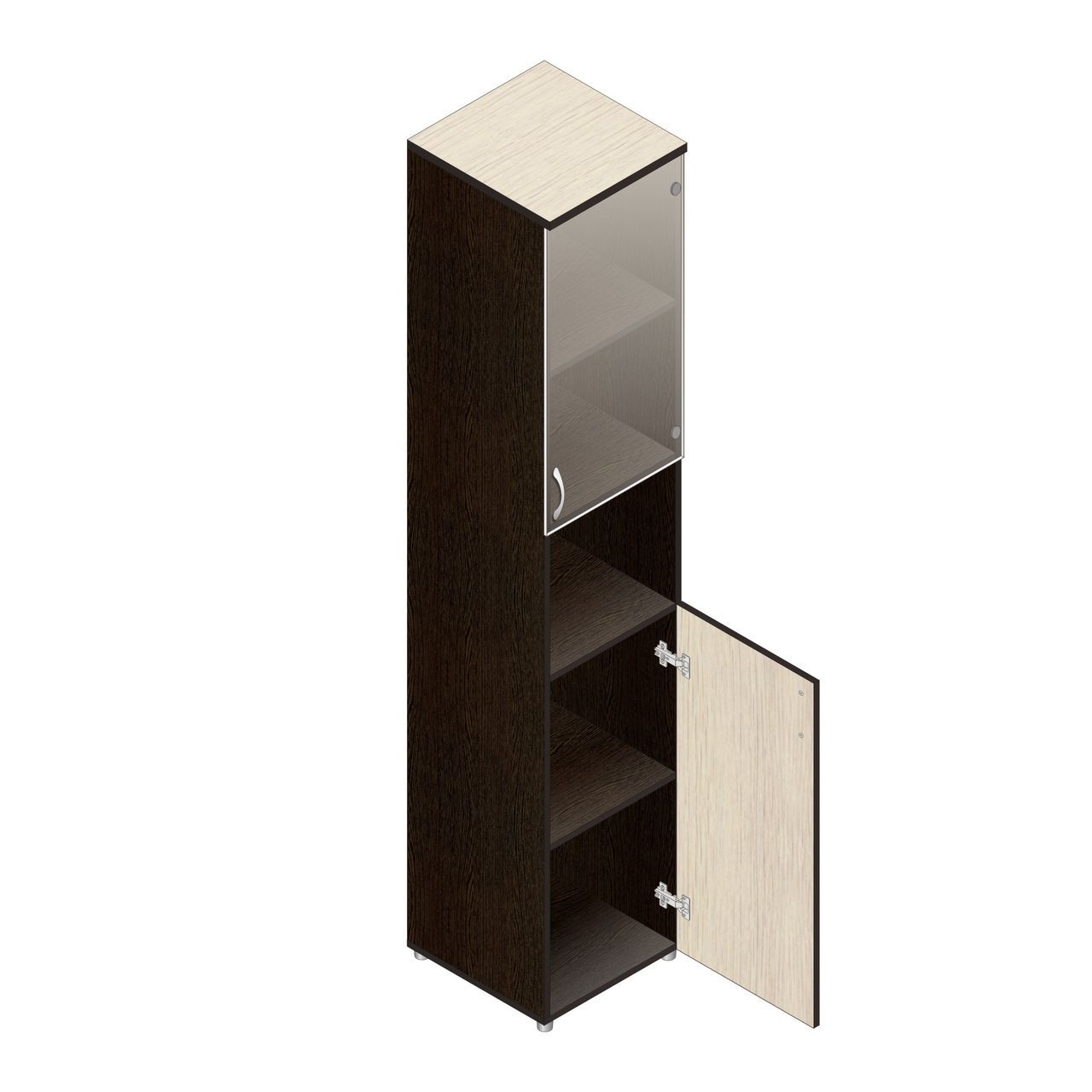 Шкаф для документов узкий с тонированными стеклами Р.П-4СТ Венге/дуб молочный