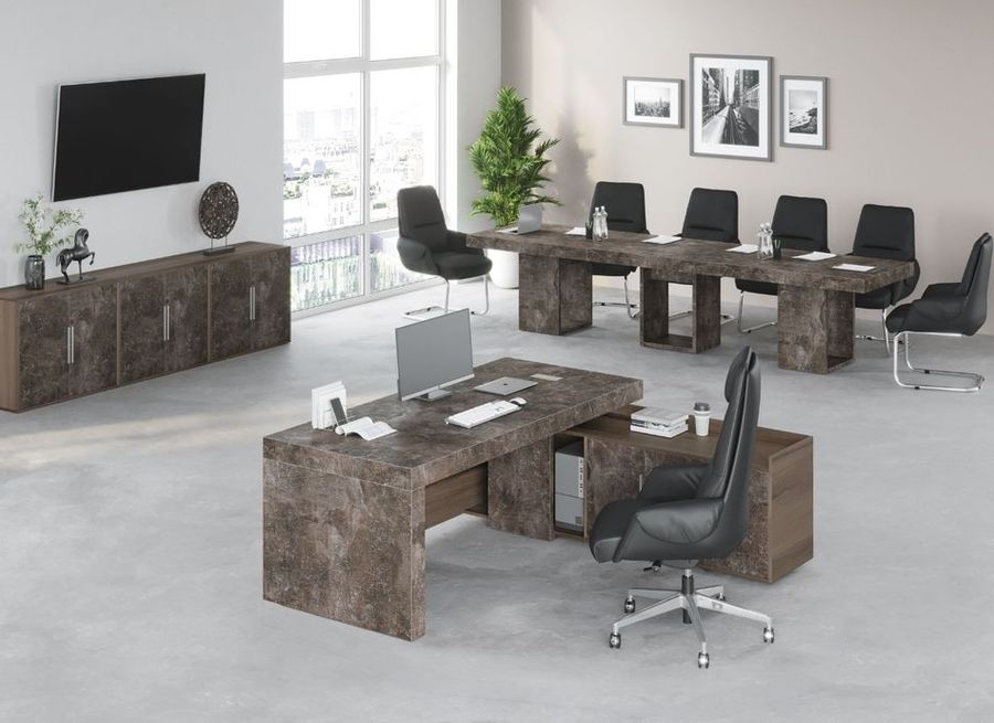 Шкаф низкий 4 створки, с нишей B-TONE BTN36153042 Вяз Бетон темный