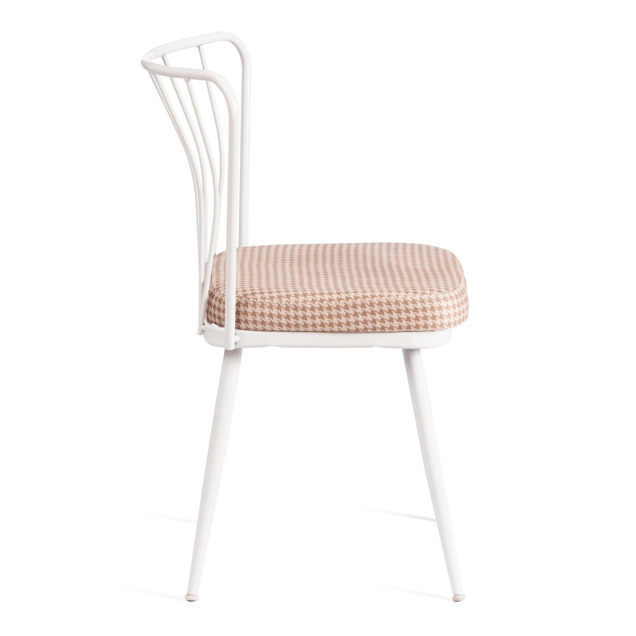 Стул YANIS (mod. 983) металл/ткань, 42.5 х 50.5 х 82.5 см, бело-коричневая клетка