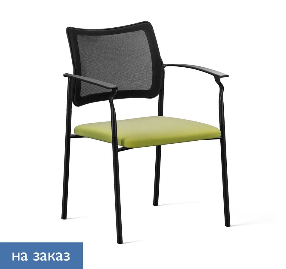 Кресло на черных опорах, с подлокотниками Pinko Mesh 4legs black SLW 50 Arms Зеленый Черный