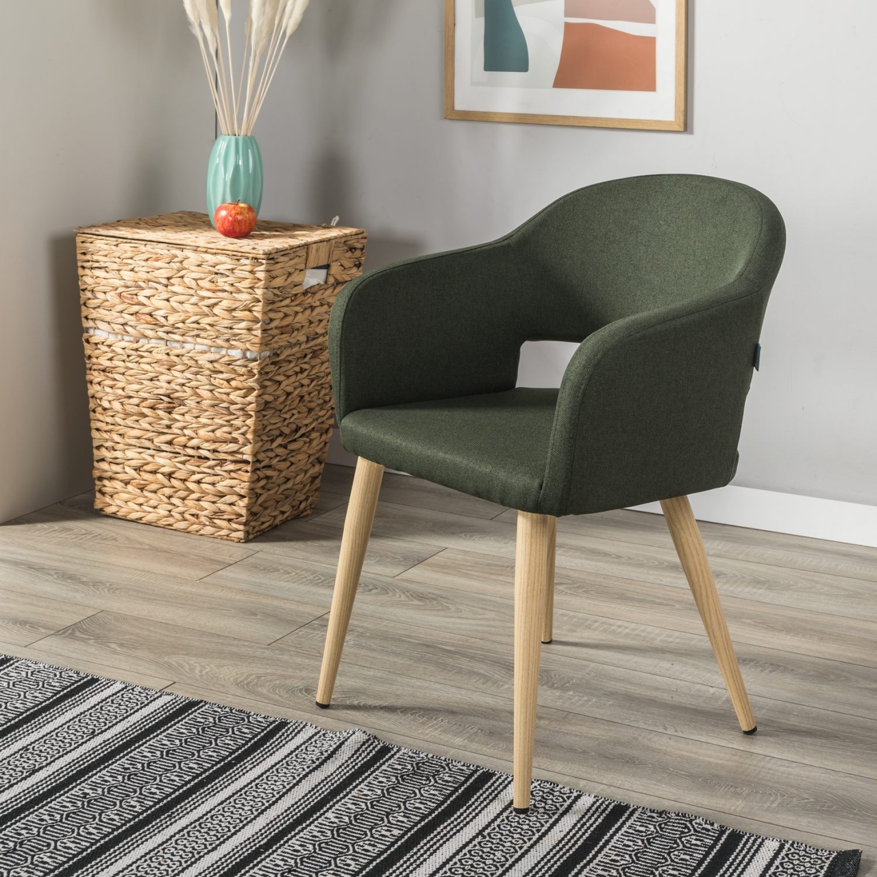 Кресло Oscar темно-зеленый/нат.дуб