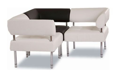 Диван угловой Сантьяго 03 Черный/Белый (кожа)