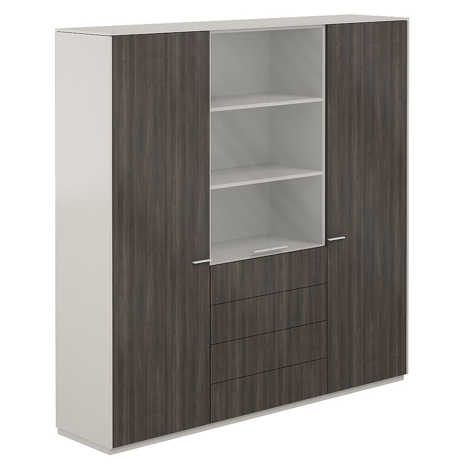 Шкаф высокий тройной с отделением для одежды Atlas NZ-0303+NZ-0302+NZ-0303.GS.BT Серый камень Бренсон Трюфель