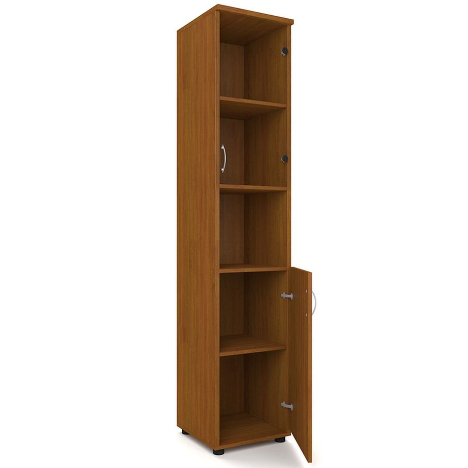 Шкаф для документов узкий с прозрачными стеклами Р.П-4СБ Крафт белый