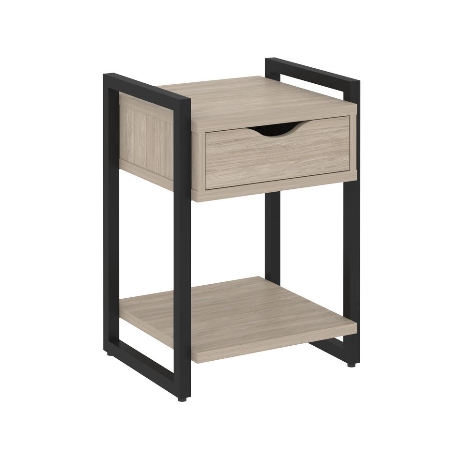 Тумба на регулируемых опорах с ящиком и полкой LOFT VR.L-T1.O Металл черный Дуб Аттик