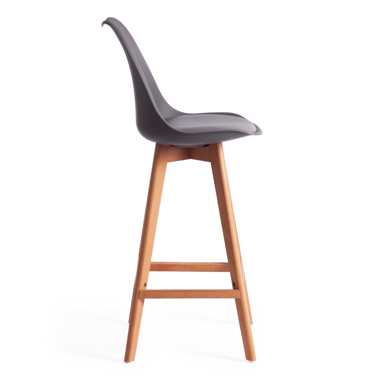 Стул барный TULIP BAR (mod. C1014H-1) пластик/дерево, 42 х 47,5 х 104 см, Grey (серый) 92717 / натуральный