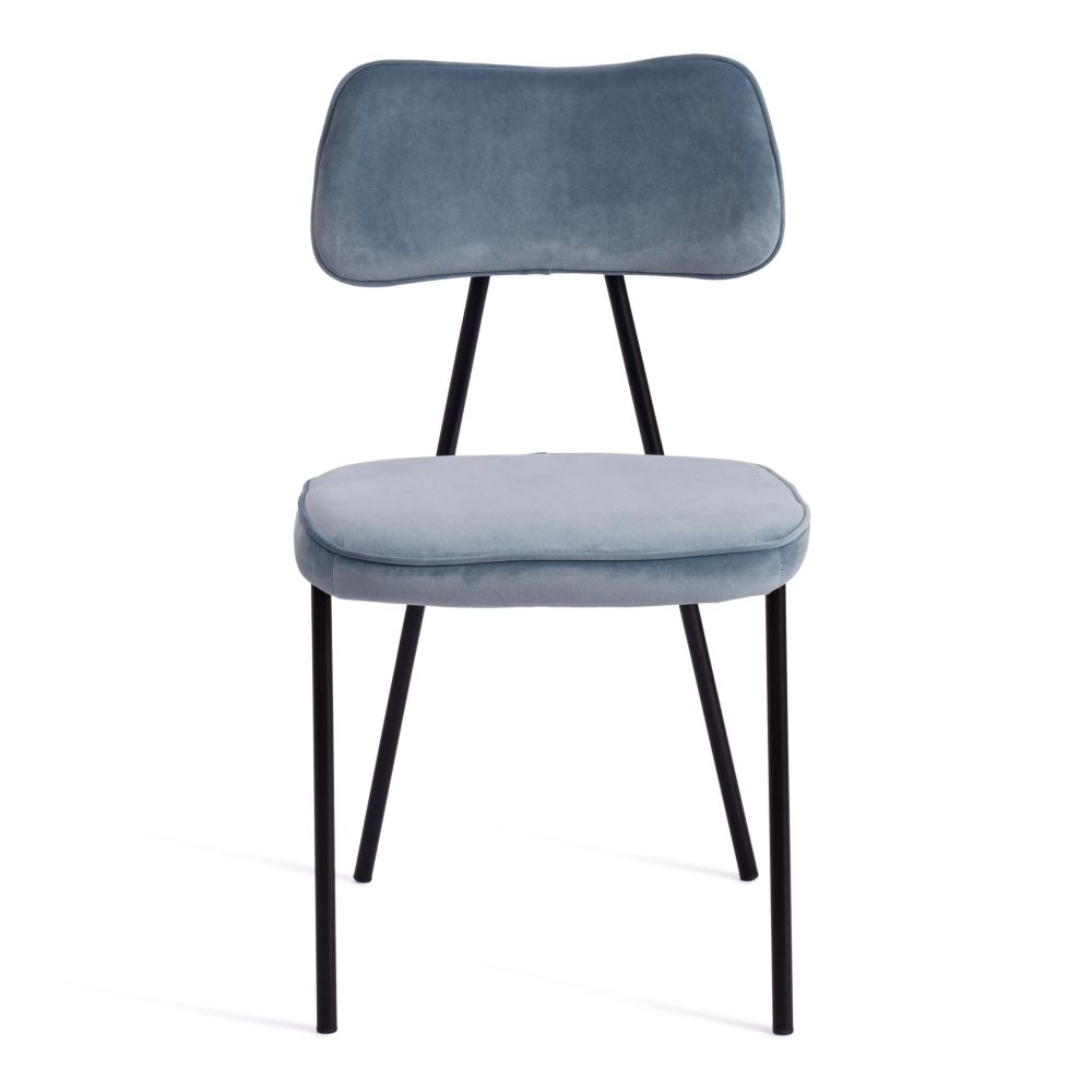 Стул SILVIA (mod. 0139124) / 1 шт. в упаковке металл/вельвет, 46,5х59х82,5 см, голубой S108 (SILVER BLUE 74)/черный