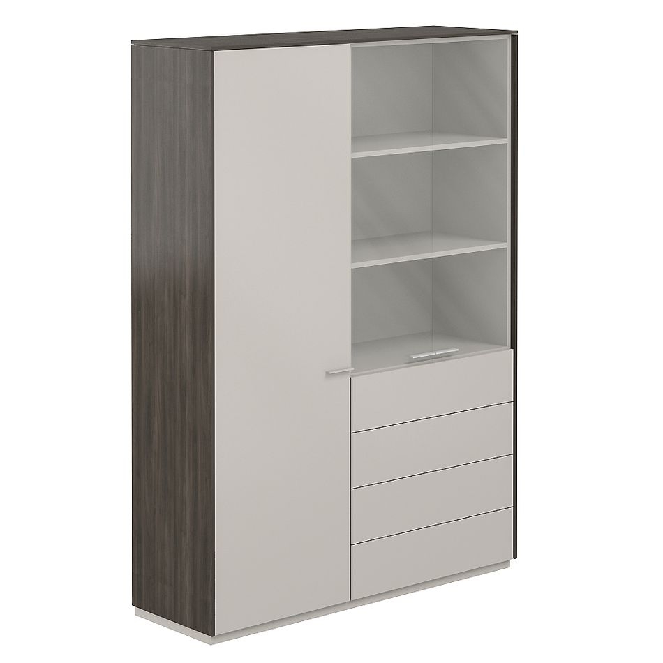 Шкаф высокий двойной с отделением для одежды Atlas NZ-0313+NZ-0322.BT.GS Бренсон Трюфель Серый камень