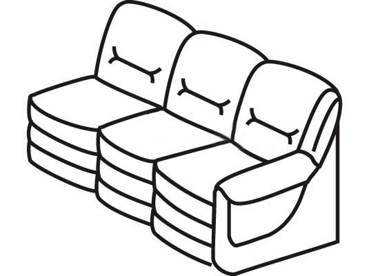 Секция трехместная с левым подлокотником Вавилон 3Б Ярко-голубая (экокожа)