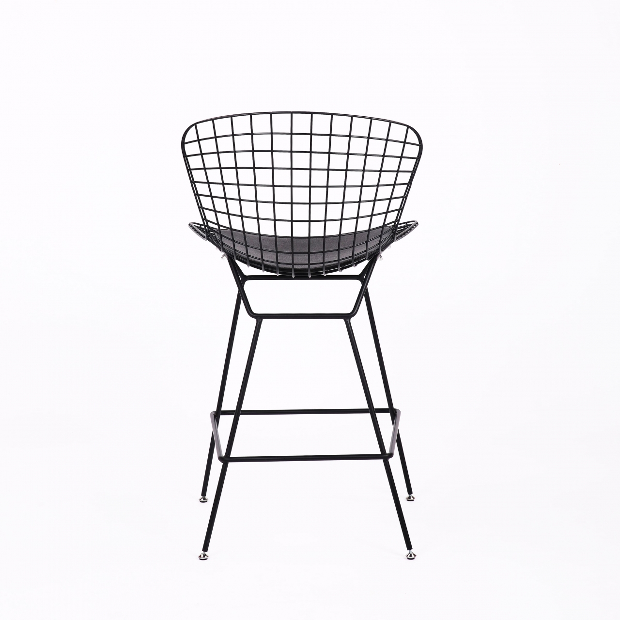 Стул полубарный с низкой спинкой Bertoia Черный с черной подушкой