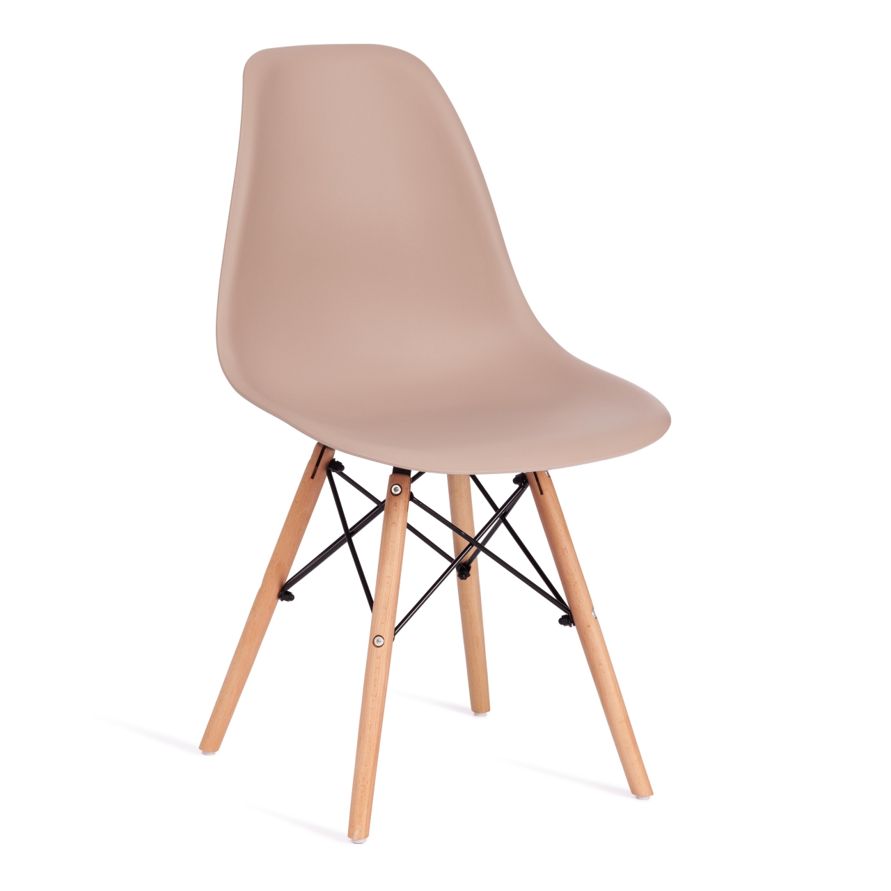 Стул CINDY (EAMES) (mod. 001) / 1 шт. в упаковке дерево бук/металл/сиденье пластик, 51x46x82.5см, бежевый / beige