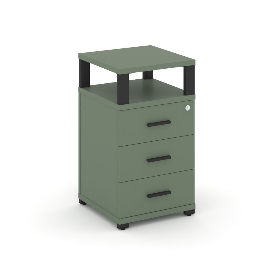 Тумба приставная с 3-мя ящиками и надставкой CONCEPT CN.TUP-003 B/W Кобо Черный