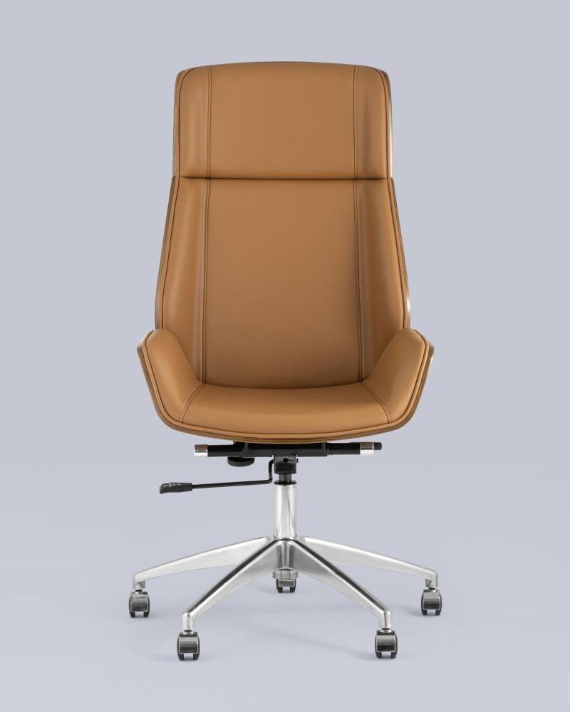 Кресло руководителя ТопЧаирс Cровн экокожа Коричневое / TopChairs Crown