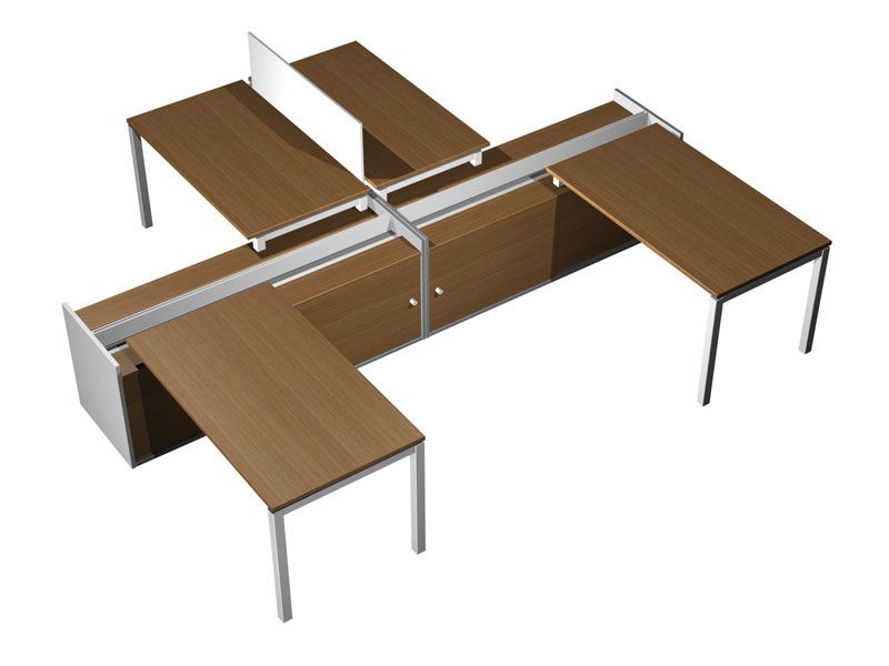 Рабочая станция (4x140) на 2-x опорных тумбах-купе с ProSystem Profiquadro КВ 0174 БН Орех ногаро/белый премиум