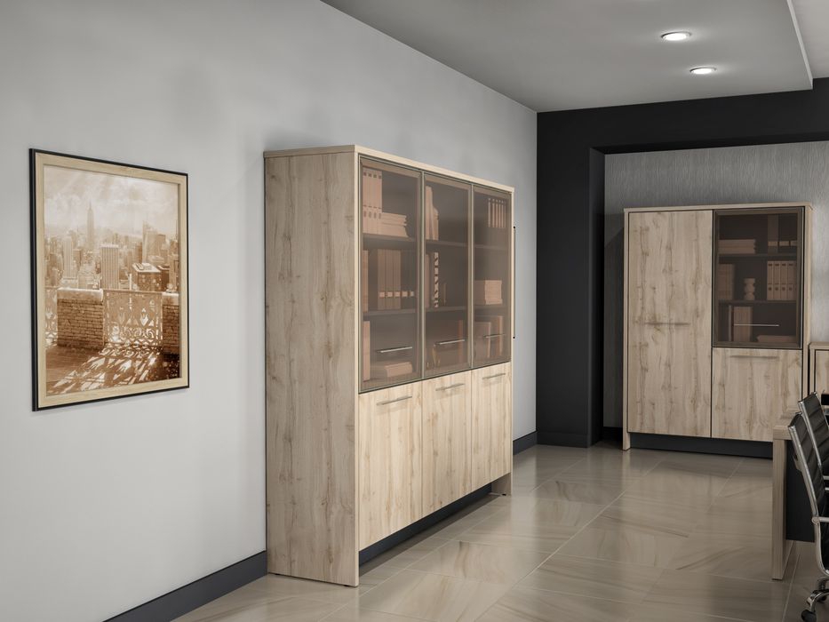 Комплект мебели для кабинета руководителя Торстон 04 Дуб Вотан Антрацит