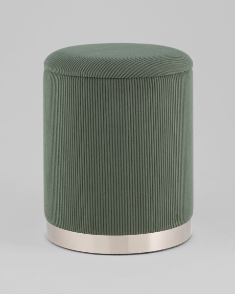Пуф Эмили с ящиком серебро вельвет зеленый