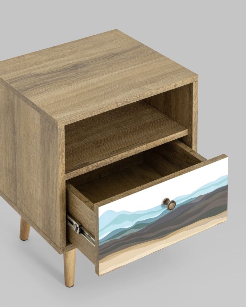 Тумбочка с открытой полкой Berber (ножки массив ясеня) 11 принт