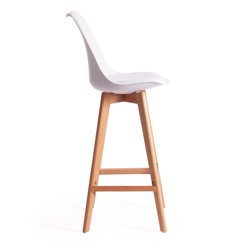 Стул барный TULIP BAR (mod. C1014H) / 1 шт. в упаковке пластик/дерево, 57 х 48 х 104 см, белый 018 /натуральный