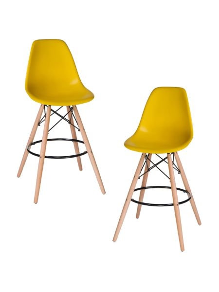 Стул барный DOBRIN DSW BAR (ножки светлый бук, цвет сиденья желтый (Y-01)) 2 шт