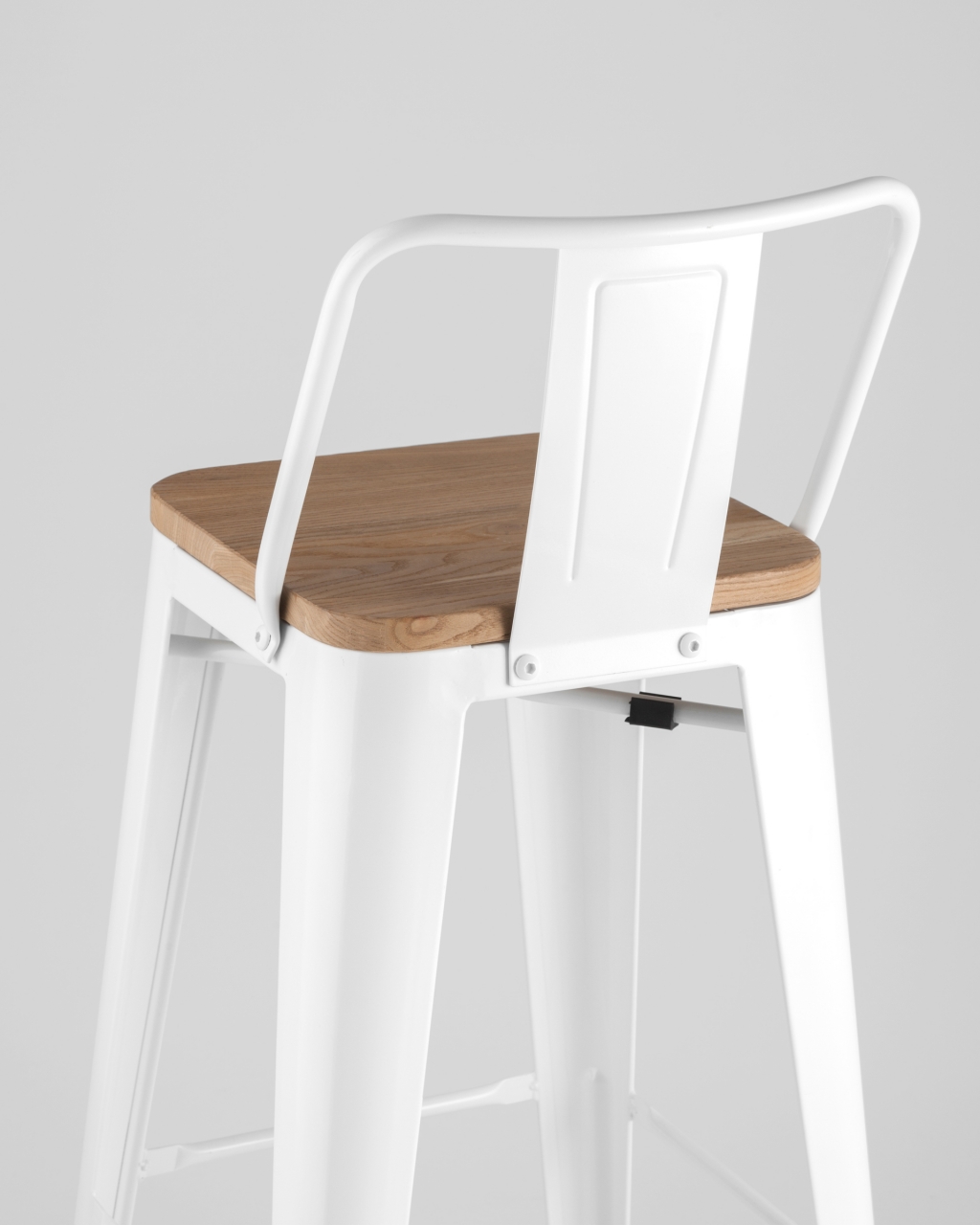 Стул барный Tolix Wood 75.5  со спинкой Белый