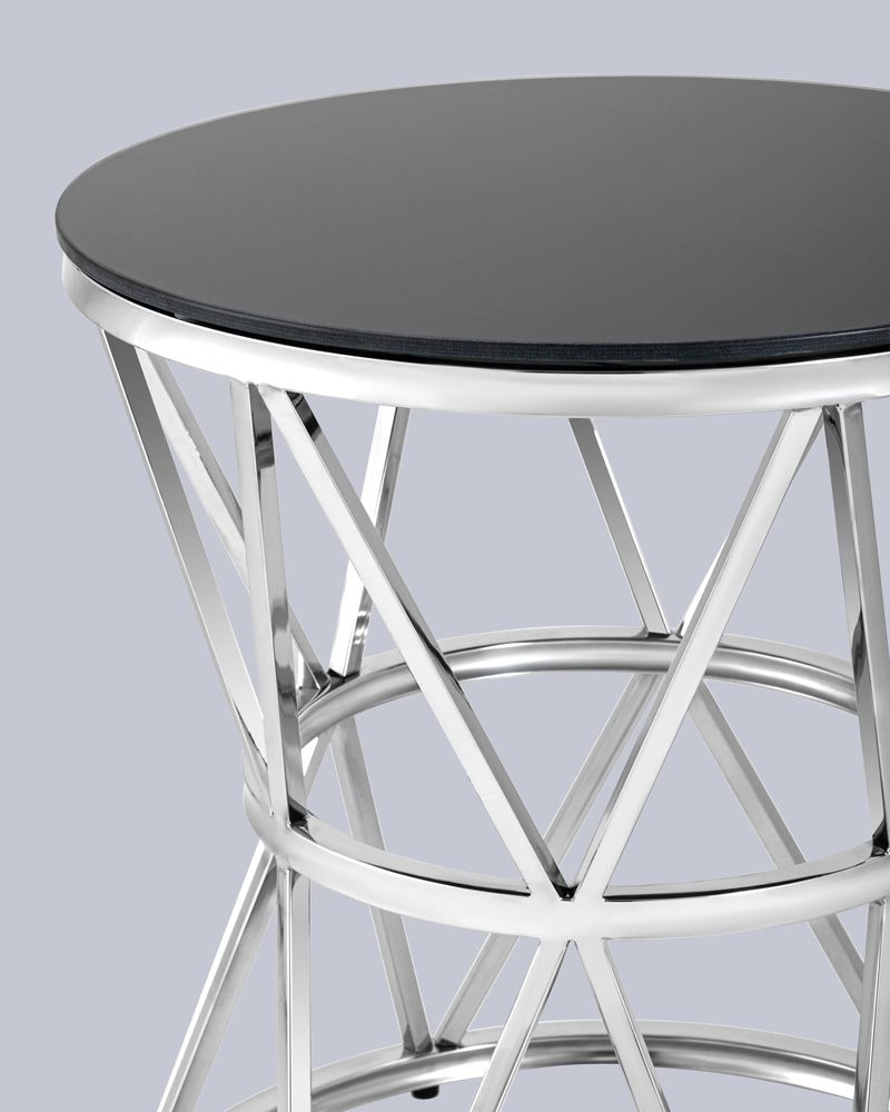 Журнальный стол ВИВА 50x50 Серебро (стекло черное)