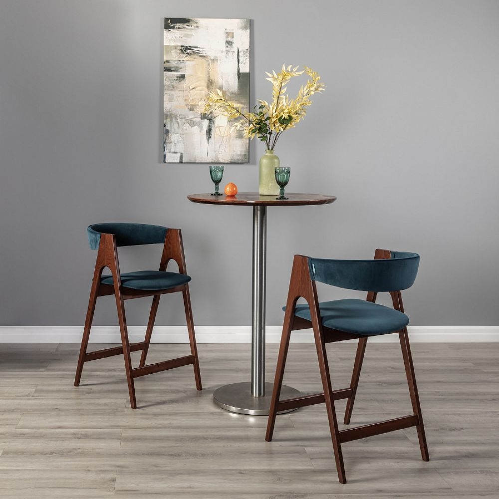 Кресло полубарное Kaede Blue/Темный орех