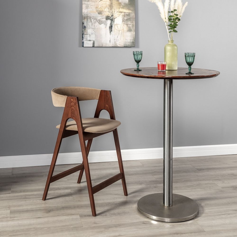 Кресло полубарное Kaede Beige/Темный орех