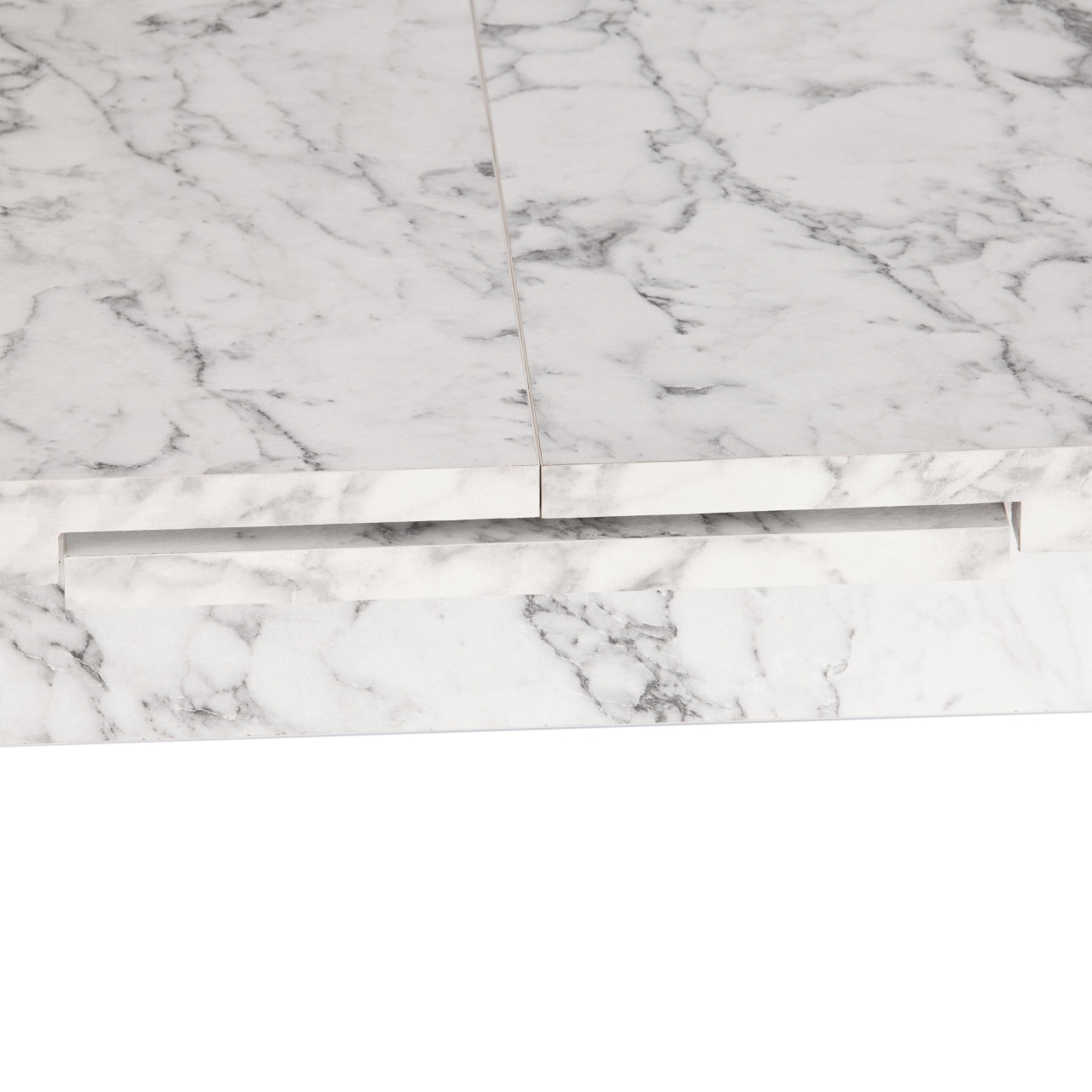 Стол обеденный ALTA (mod. 1183) ЛДСП+меламин/металл, 120+30 х 70 х 75 см, белый мрамор/белый