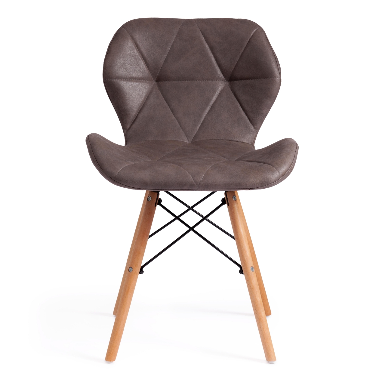 Стул STUTTGART (mod. 74) экокожа/дерево береза/металл, 50 х 47 х 73 см, античный серый RH02-26/натуральный