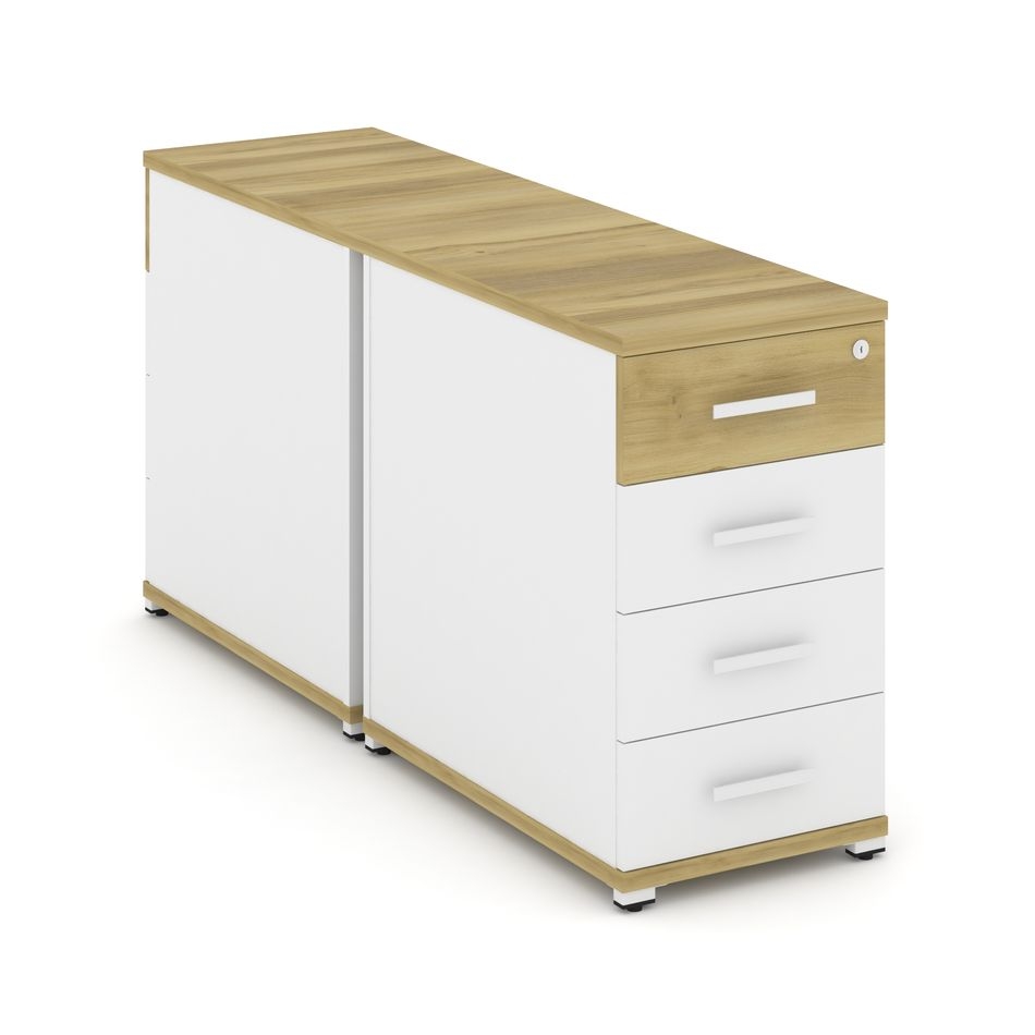 Тумба двухсторонняя опорная приставная с 4-мя ящиками CONCEPT CN.DTGO-002 B/W Дуб Винченцо Белый бриллиант Белый